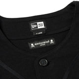 Black heavyweight baseball shirt from Mastermind Japan X New Era, featuring bold branding and classic athletic design.