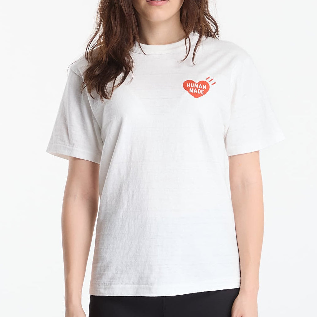 White Human Made Japanese-Style Duck Tee, casual T-shirt with duck graphic, soft fabric, and modern streetwear design.