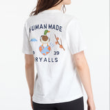 White Human Made Japanese-Style Duck Tee shirt featuring a graphic duck design, casual apparel for streetwear fashion.