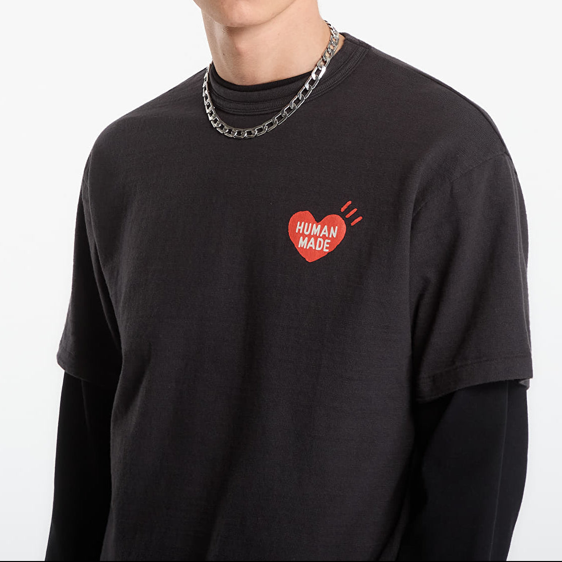 Black Human Made Japanese-Style Duck Tee, casual apparel with a playful duck graphic on the front.