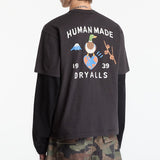Black Human Made Japanese-Style Duck Tee featuring a graphic duck design, casual short-sleeve T-shirt for streetwear fashion.