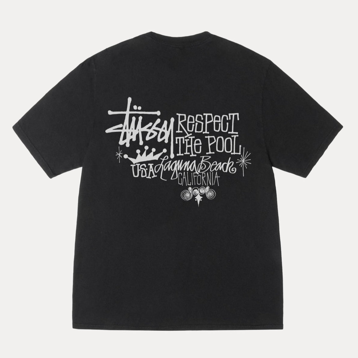 早期完売★Stussy★RESPECT THE POOL TEE PIGMENT DYED 黒/追跡O Stussy Respect The Pool Black Tee - | ORIGINALFOOK