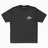 Black Stussy Surf Logo T-shirt featuring the iconic logo on the front, casual apparel for surf and street style.