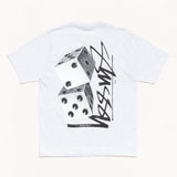 Stussy Tall Dice Tee in Ash Heather, casual apparel with a relaxed fit and graphic dice design on the front.