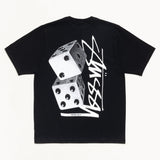 Black Stussy Tall Dice T-shirt featuring a graphic design, casual fit, and soft cotton fabric from the STUSSY apparel collection.