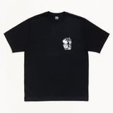 Black Stussy Tall Dice Tee shirt with bold dice graphic on front, casual streetwear apparel from the Stussy brand.