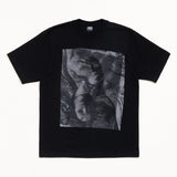 Black Stussy Double Venus T-shirt featuring a graphic design, casual fit, made from comfortable cotton fabric.