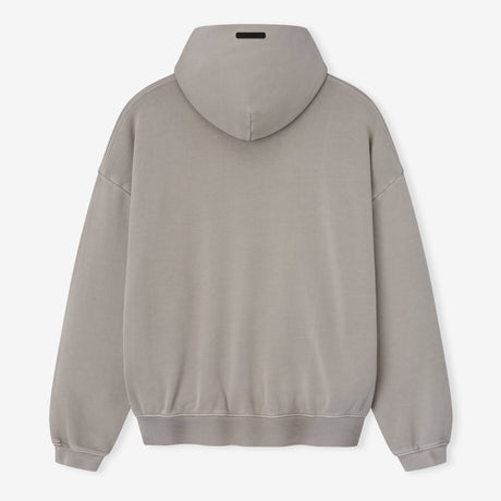 Fear of God Essentials Training 90s heavyweight hoodie in faded seal color, featuring a soft, oversized design and branding details.