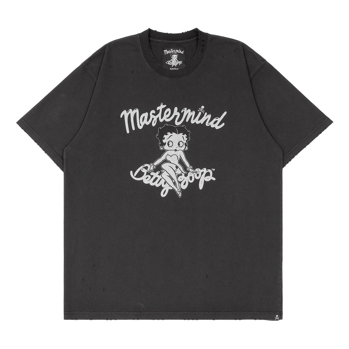 Mastermind World x Betty Boop Damaged Boxy Tee Black White - ORIGINALFOOK