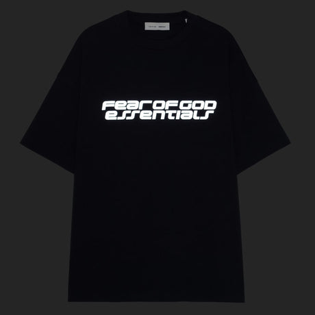 Fear of God Essentials Reflective Logo 90's Tee Black - ORIGINALFOOK