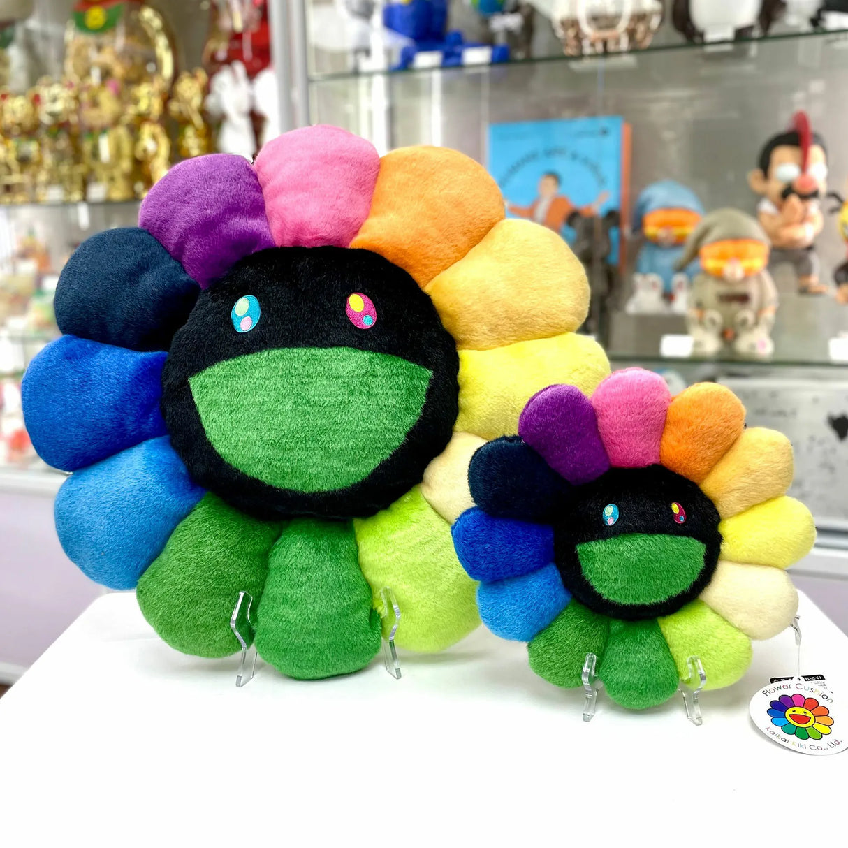 Takashi Murakami Kaikai Kiki Flower Large Plush Cushion Rainbow & Black (60cm) TAKASHI MURAKAMI TAKASHI MURAKAMI - originalfook singapore