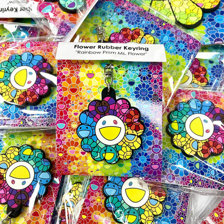 Takashi Murakami Kaikai Kiki Flower Rubber Keyring Rainbow Prism (5.5cm) TAKASHI MURAKAMI TAKASHI MURAKAMI - originalfook singapore