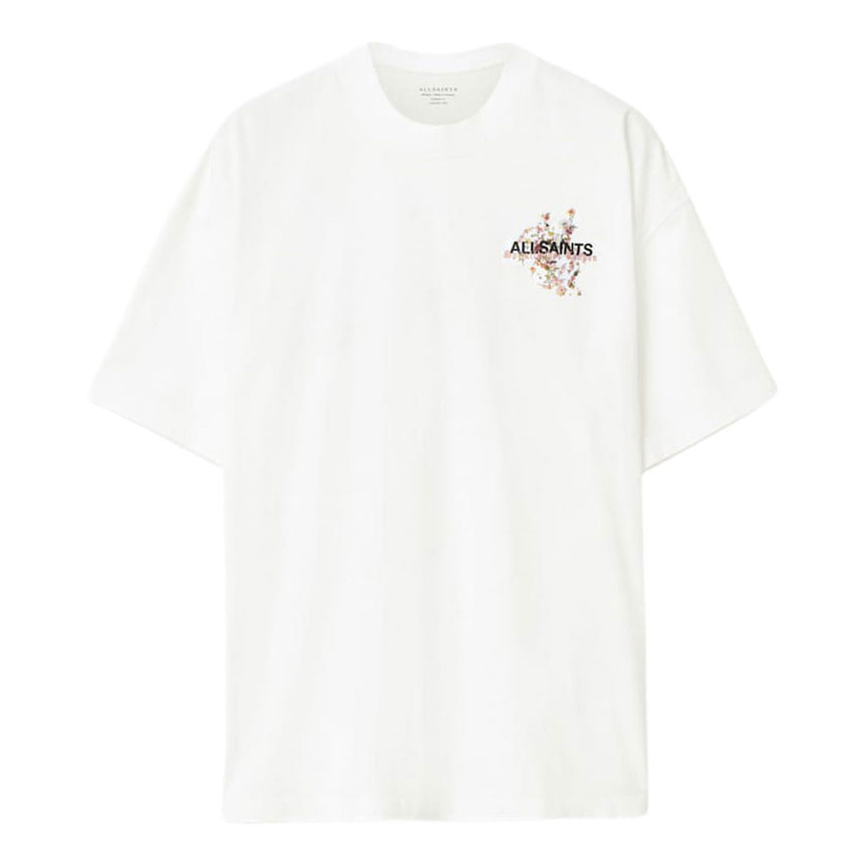 AllSaints Valen Floral Tee in white, casual short-sleeve t-shirt with floral design, made from soft fabric for everyday wear.