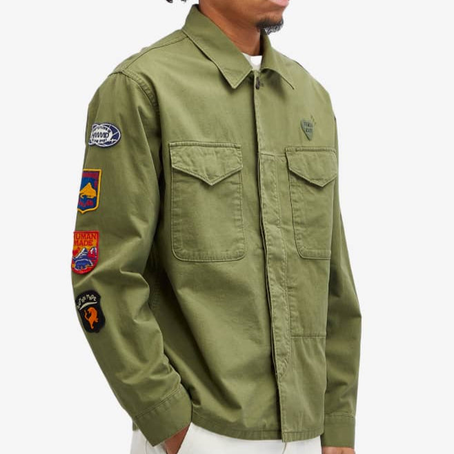 Human Made Patched Military Shirt Olive - | ORIGINALFOOK