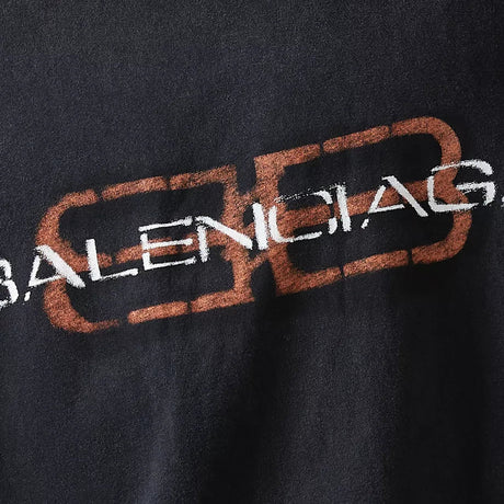 Black Balenciaga BB Icon Stencil Medium Fit Tee, casual black T-shirt with bold logo print, designed for a relaxed fit.