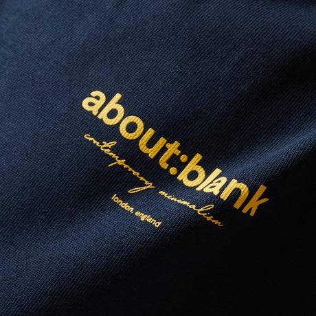 Navy AboutBlank Reverse Blank Tee shirt from APPARELS collection, featuring a casual fit and minimalist design.