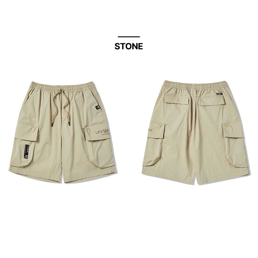 LifeWork Cargo Pocket Shorts Stone LIFEWORK LIFEWORK - originalfook singapore