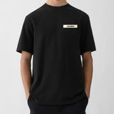 Black Jacquemus Grosgrain Logo Tee from Mastermind Japan with logo detail on the front, casual short-sleeve T-shirt.