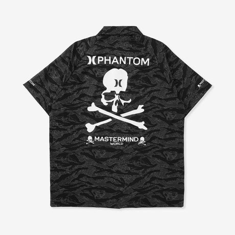 Mastermind Japan Phantom Woven Shirt in black featuring intricate woven fabric and detailed pattern, stylish accessories by MASTERMIND JAPAN