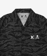 Mastermind Japan Phantom Woven Shirt in black, featuring intricate woven design, casual fit, and stylish accessories.