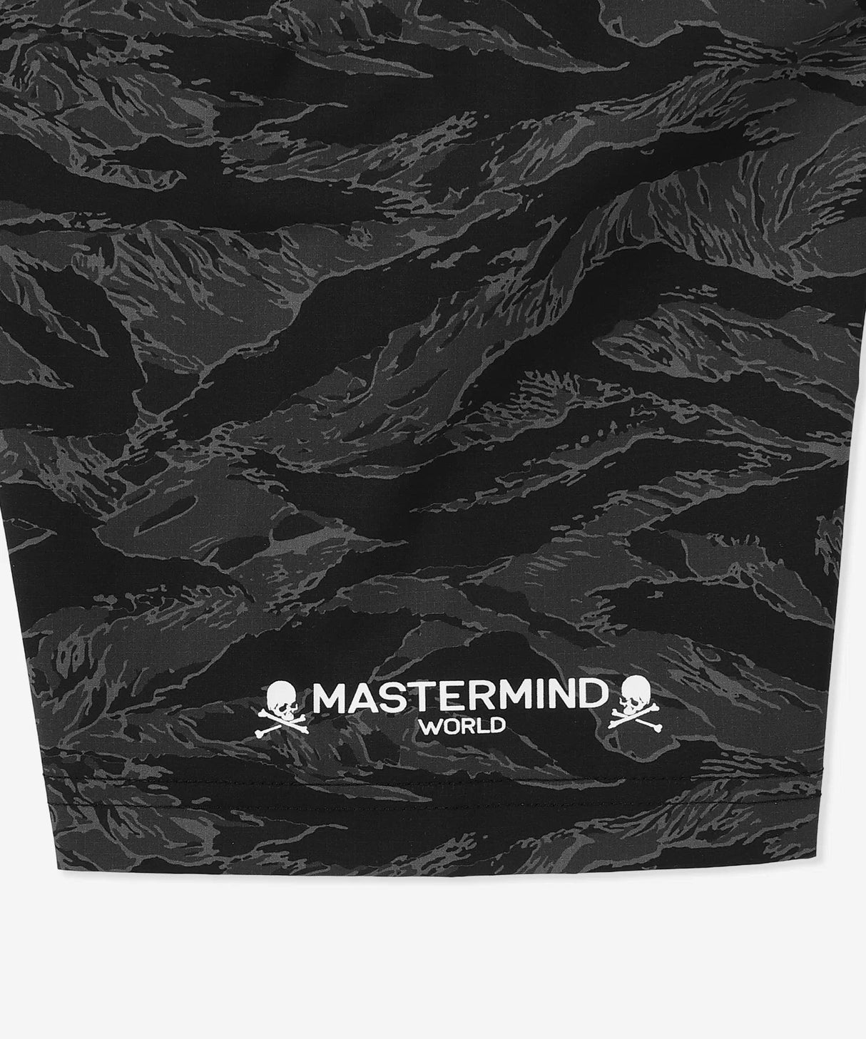 Mastermind Japan Phantom Woven Shirt, casual accessories with black and white woven fabric, featuring intricate design details.