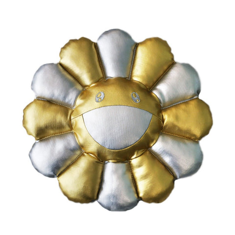 Takashi Murakami Kaikai Kiki Flower Plush Cushion Silver Gold (30cm)