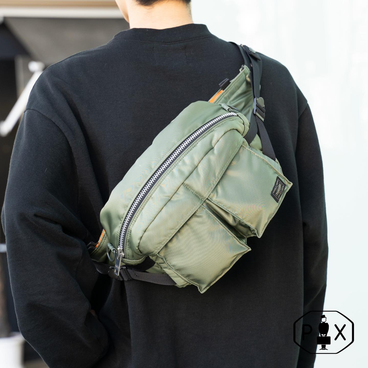 Porter Yoshida Japan PX Tanker Waist Bag Sage Green [376