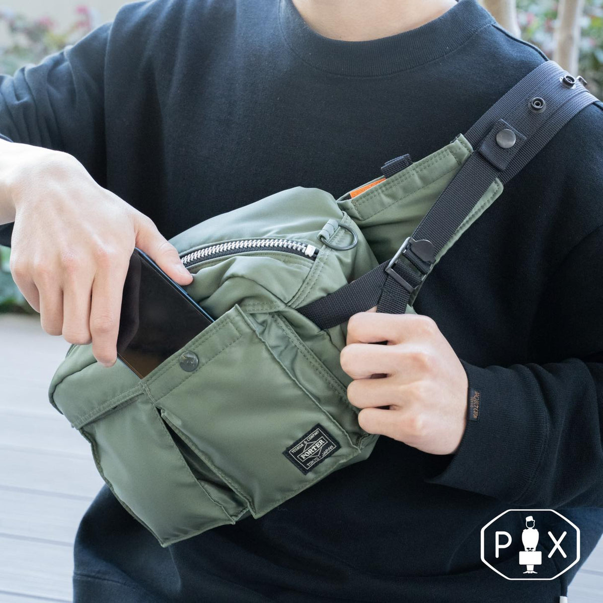 Porter Yoshida Japan PX Tanker Waist Bag Sage Green [376-08333] PORTER JAPAN PORTER JAPAN - originalfook singapore
