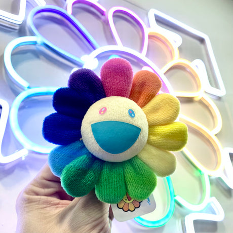 Takashi Murakami Kaikai Kiki Flower Plush Badge/Keychain/Pin Rainbow White TAKASHI MURAKAMI TAKASHI MURAKAMI - originalfook singapore