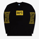 Black Undefeated Knockout long sleeve tee featuring bold graphic design and branding on the front.