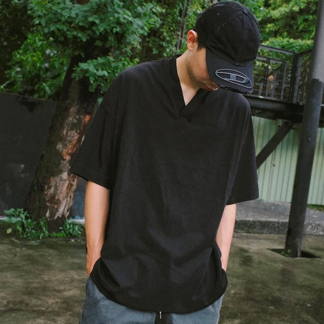 Fear of God Essentials Back Applique V-Neck Tee Black (Oversized)