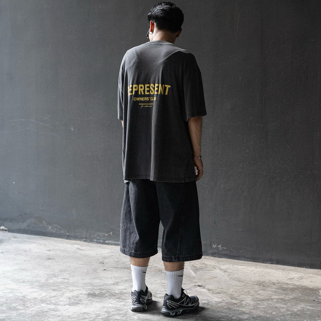 Represent Owners Club Logo Tee Vintage Grey Yellow