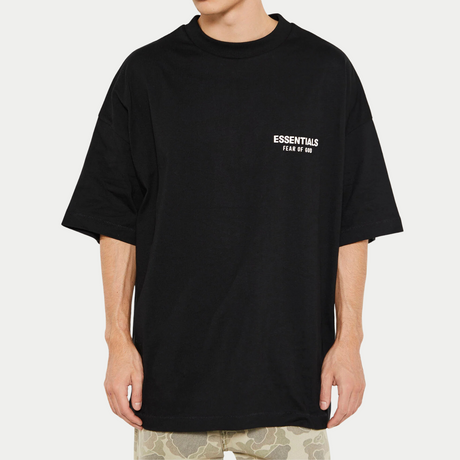 Fear of God Essentials Signature Logo Drop Shoulder Tee Black FEAR OF GOD ESSENTIALS FEAR OF GOD ESSENTIALS - originalfook singapore