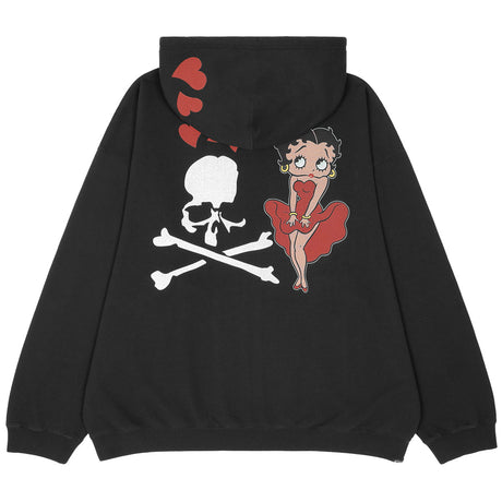 Mastermind World x Betty Boop Damaged Boxy Fit Hoodie Black Red - ORIGINALFOOK