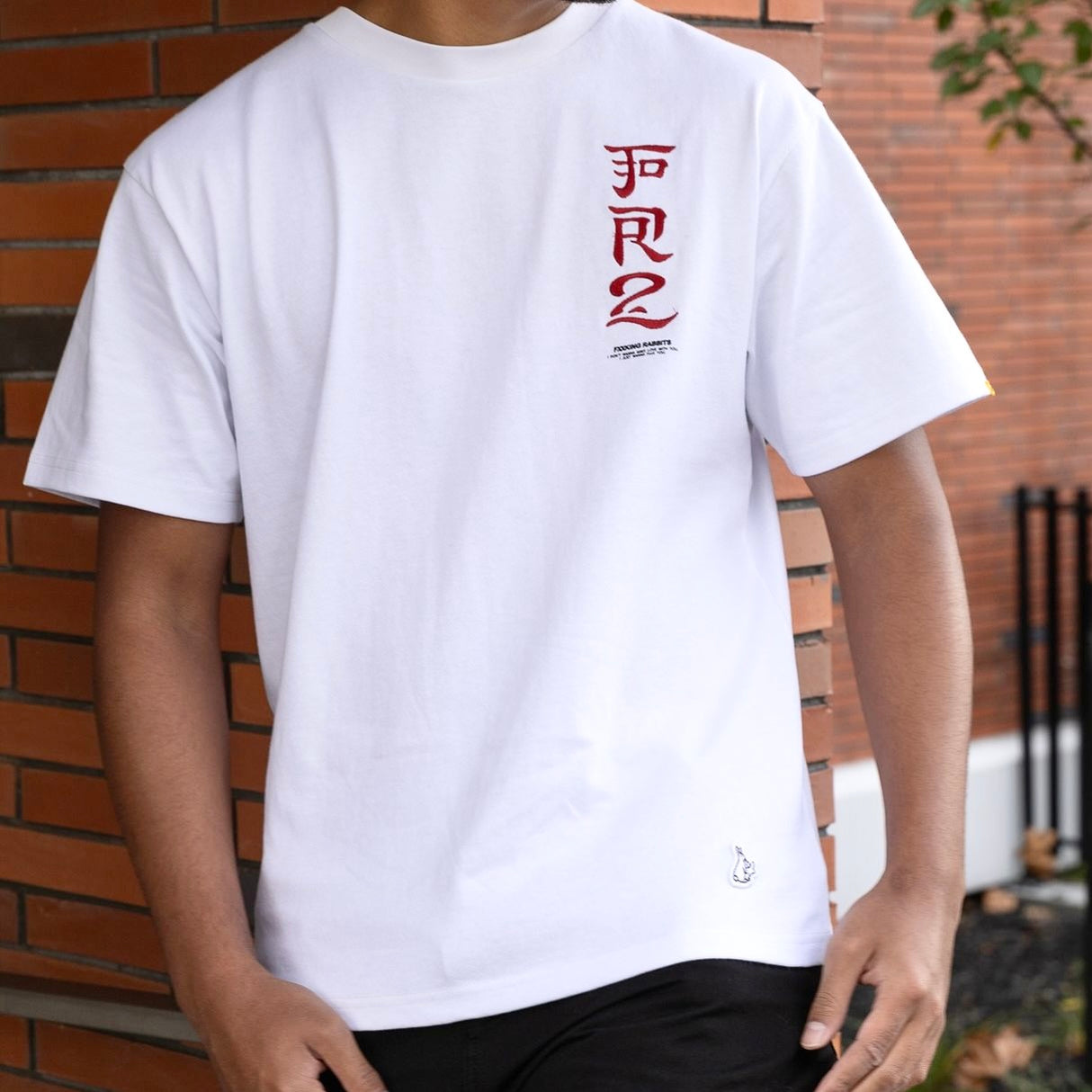 FR2 Fxxking Rabbits Round Logo Embroidery Tee White FR2 FR2 - originalfook singapore