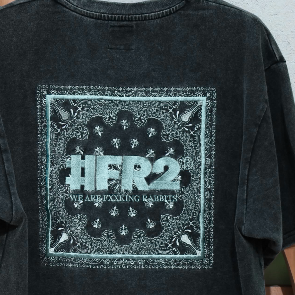 FR2 Embroidery Paisley Tee Washed Black Tiffany (Japan Exclusive)