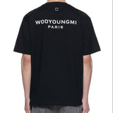 Black Wooyoungmi Signature Logo Tee featuring a minimalist design and the brand's logo on the front.