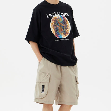 LifeWork Cargo Pocket Shorts Stone LIFEWORK LIFEWORK - originalfook singapore