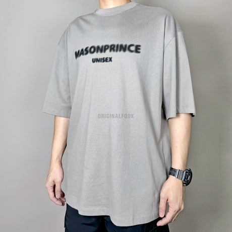 Grey MasonPrince Classic Spray Logo Tee showcasing a 3D spray graphic on the front, casual apparel for everyday wear.