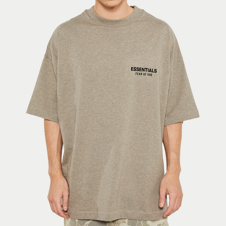 Fear of God Essentials Signature Logo Drop Shoulder Tee Dark Heather FEAR OF GOD ESSENTIALS FEAR OF GOD ESSENTIALS - originalfook singapore