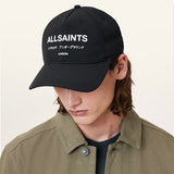 AllSaints Underground Logo Baseball Cap Black White - ORIGINALFOOK