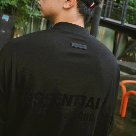 Fear of God Essentials Back Applique V-Neck Tee Black (Oversized) FEAR OF GOD ESSENTIALS FEAR OF GOD ESSENTIALS - originalfook singapore