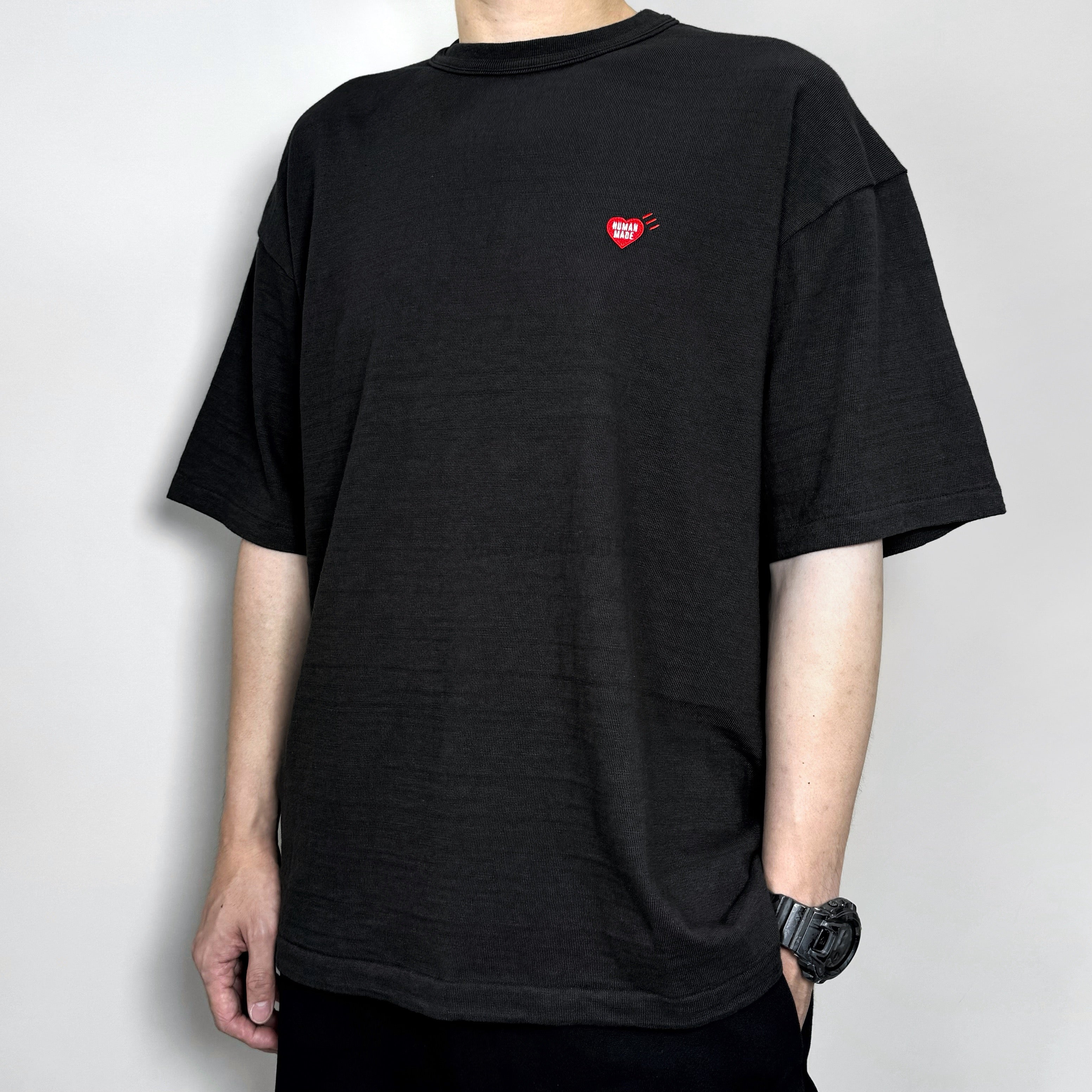 Human Made Heart Badge Slogan Tee Black - | ORIGINALFOOK