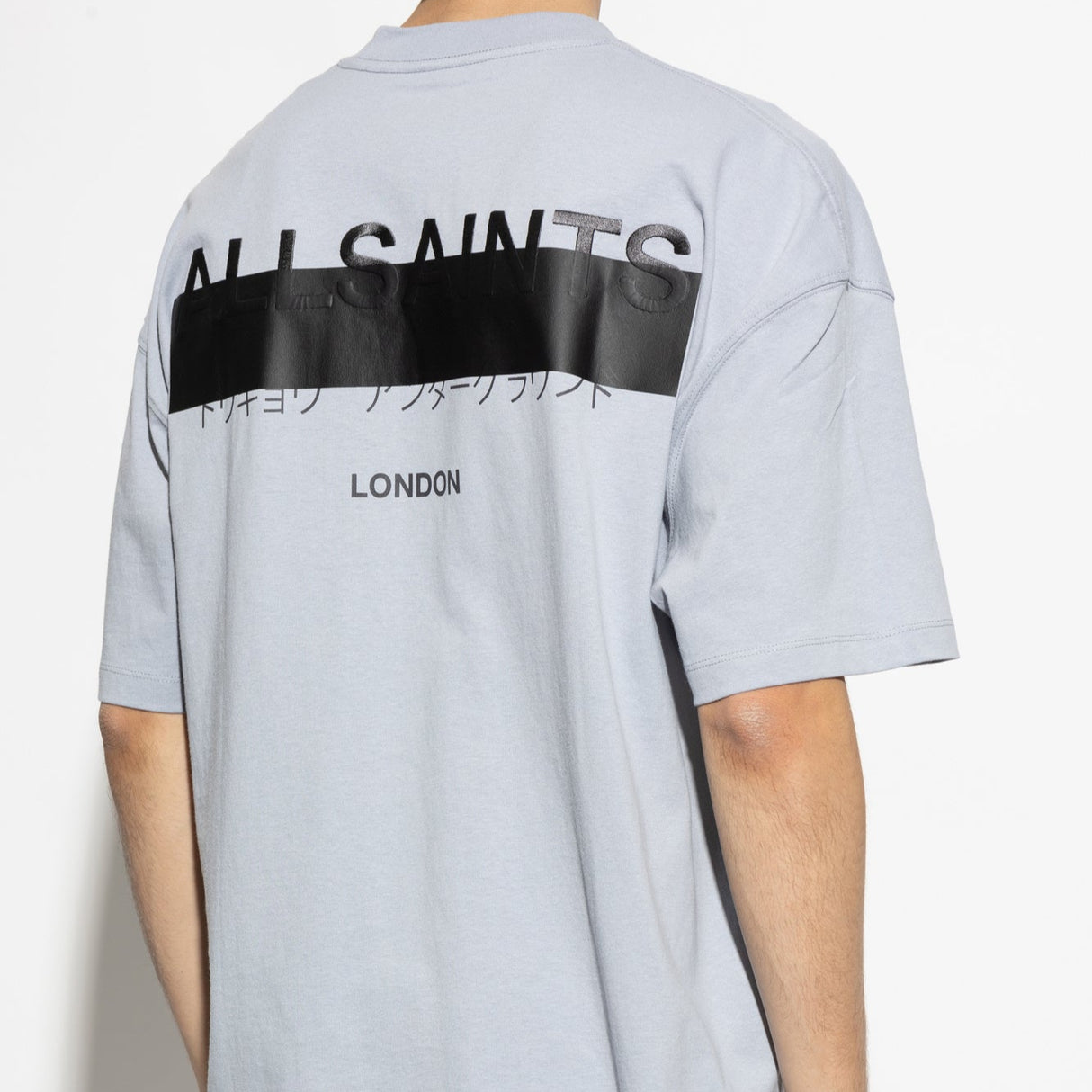 Allsaints Redact Strikeout Logo Tee Willow Blue