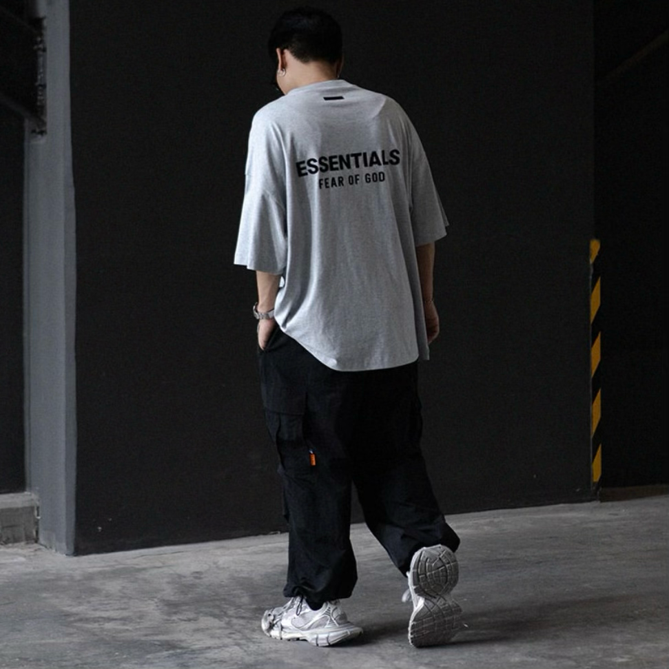 (FINAL SALE) Fear of God Essentials Signature Logo Tee Light Heather