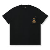 Black Rickyisclown Golden Blessing Tee with logo print, casual men's apparel by RICKYISCLOWN, front view.
