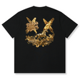 Black Rickyisclown Golden Horse Tee for men, featuring a gold horse graphic, casual apparel from the Rickyisclown brand.