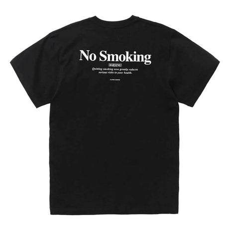 Black FR2 embroidery smoking art T-shirt featuring detailed embroidered design on the front, casual streetwear apparel.