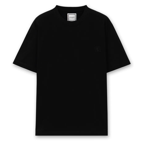 Black Wooyoungmi Signature Logo Tee shirt with WOOYOUNGMI branding, casual apparel featuring a front logo design.