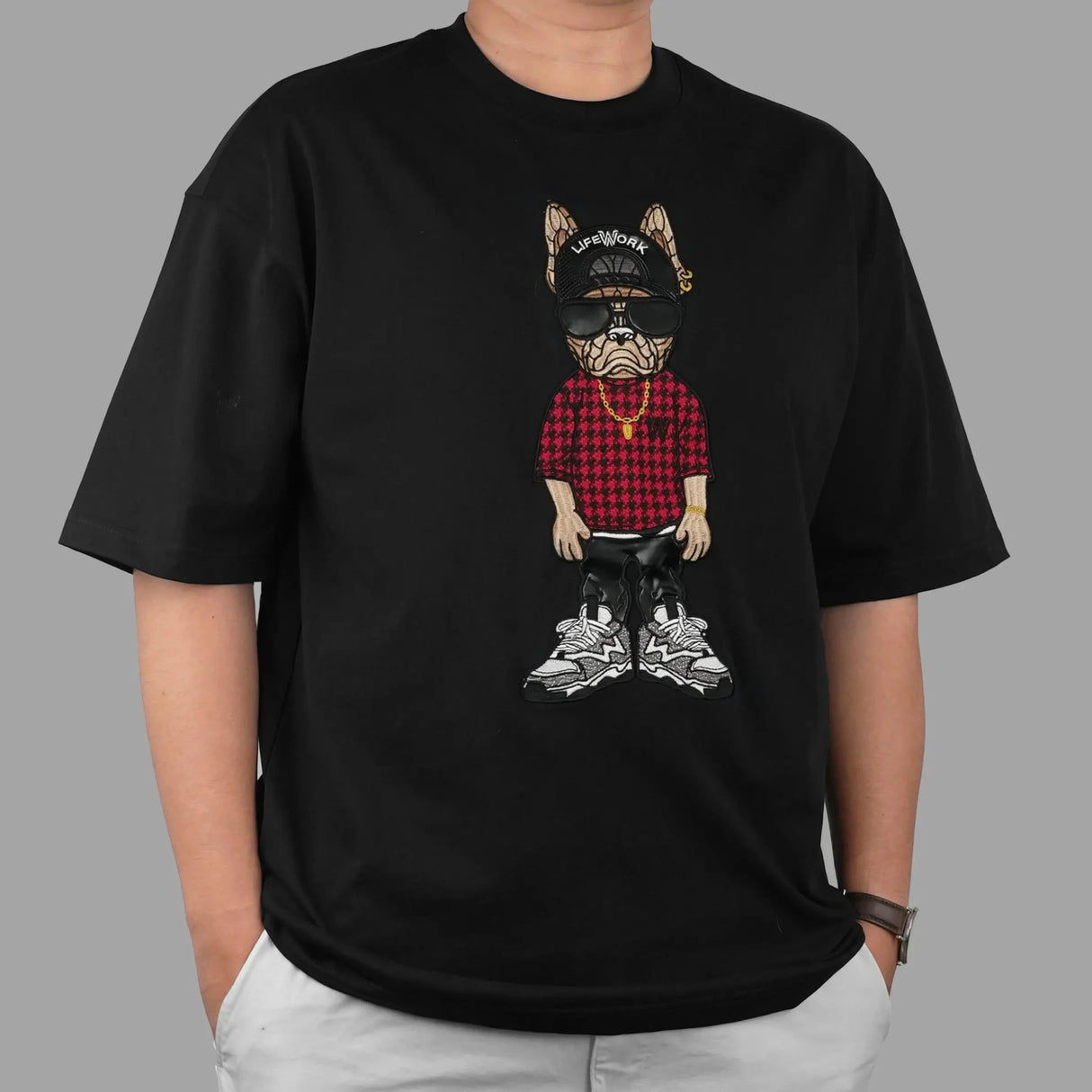 LifeWork Snapback Hip Bulldog Tee Black